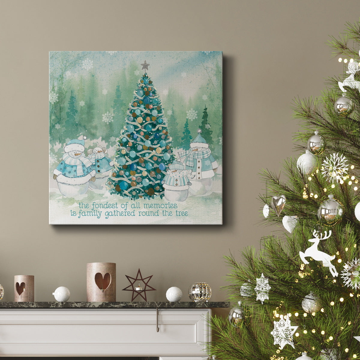 Snowman Family-Premium Gallery Wrapped Canvas - Ready to Hang