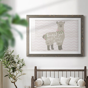 Floral Llama-Premium Framed Print - Ready to Hang