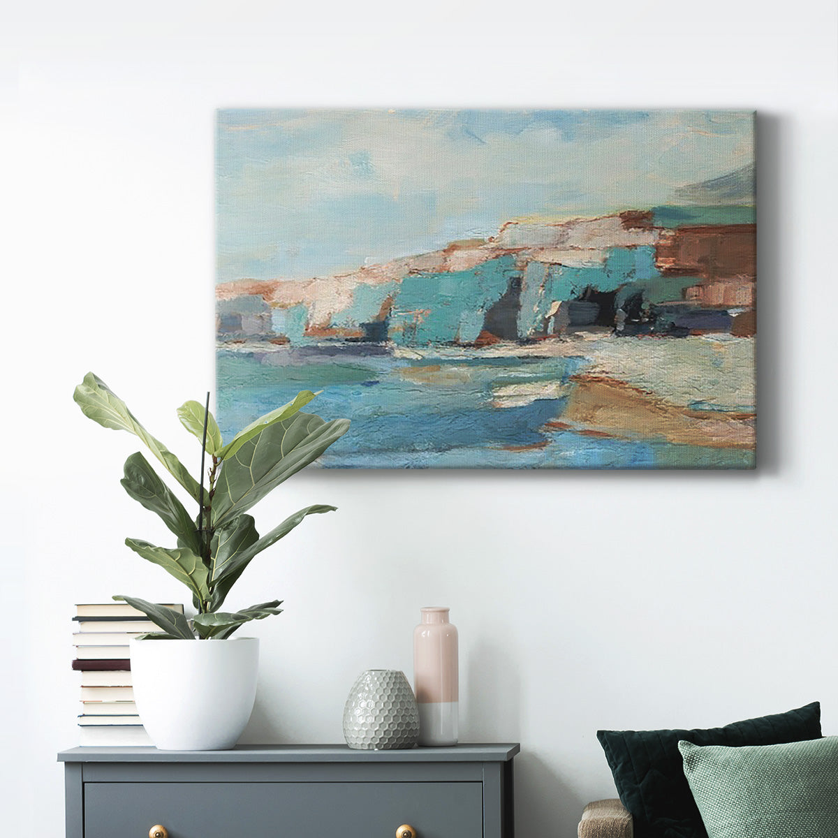 Turquoise Cliff Wall II Premium Gallery Wrapped Canvas - Ready to Hang