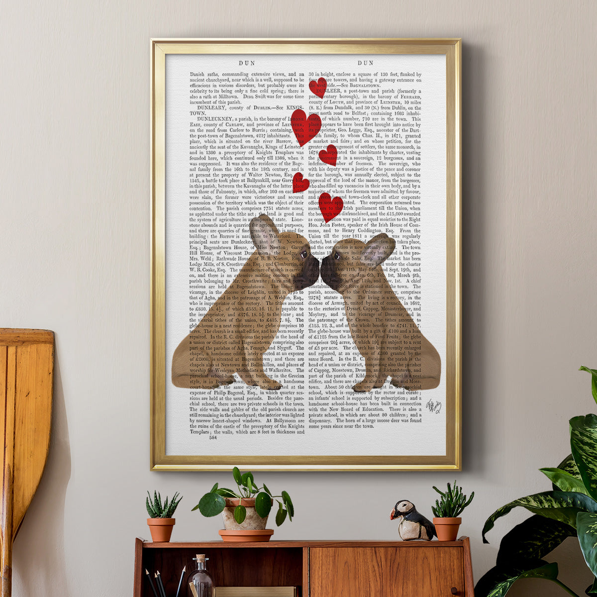 French Kiss and Hearts Premium Framed Print - Ready to Hang