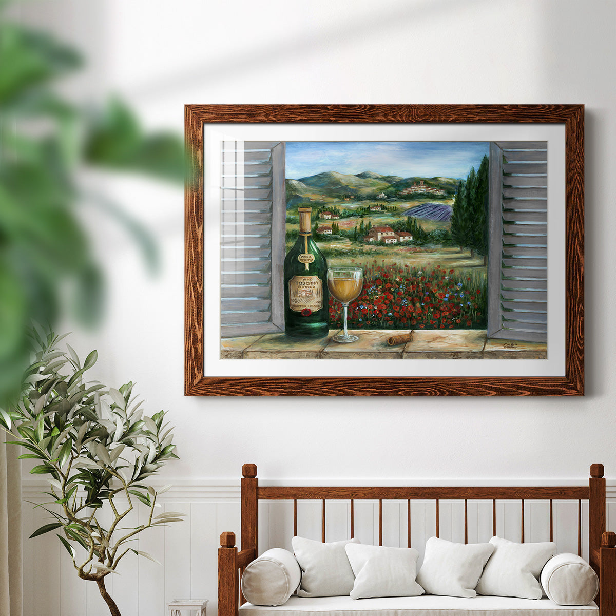 Tuscan White and Poppies-Premium Framed Print - Ready to Hang