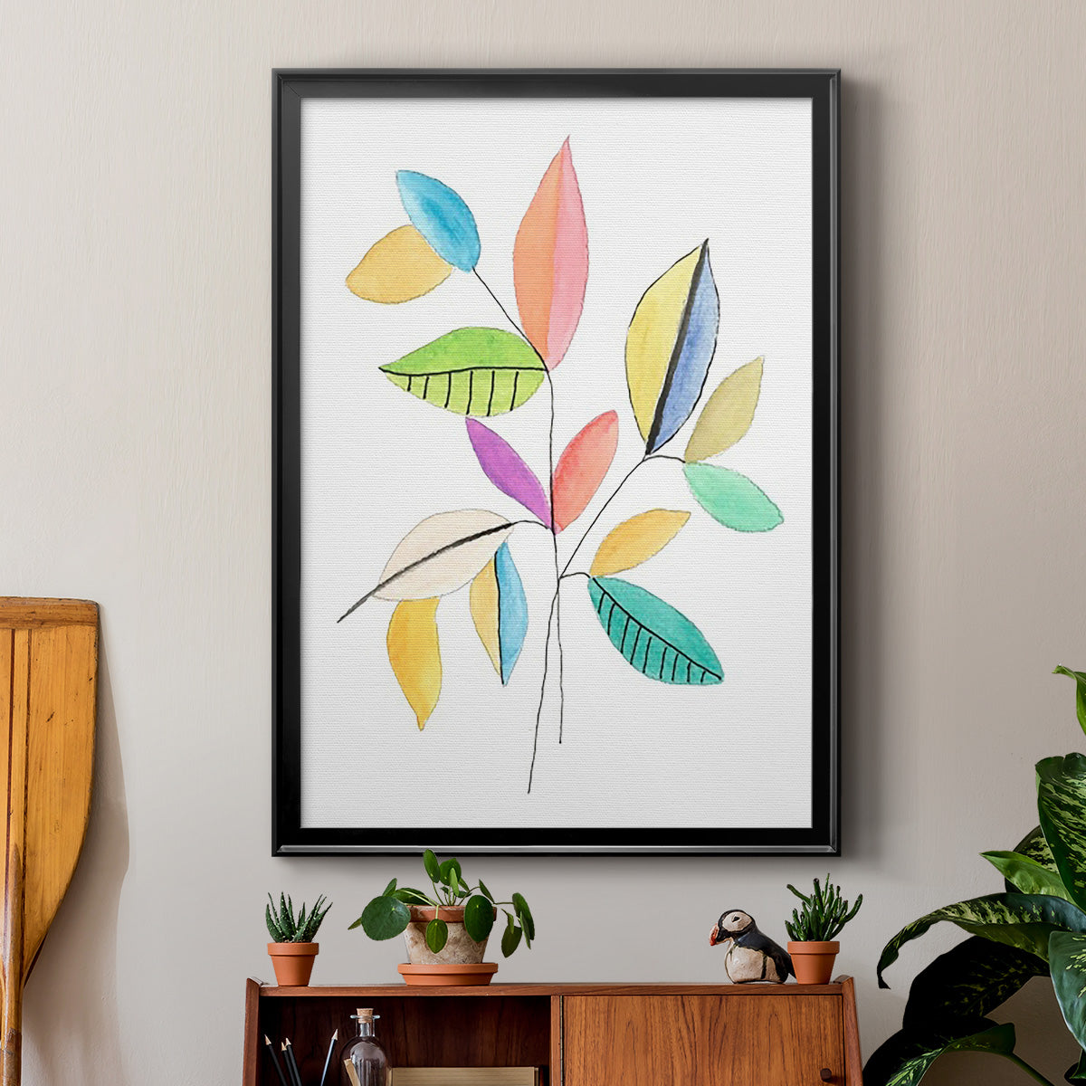 Color Pop Leaves I Premium Framed Print - Ready to Hang