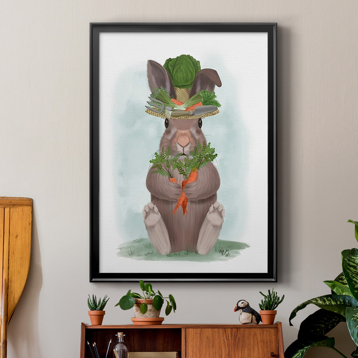 Rabbit Carrot Hat Premium Framed Print - Ready to Hang