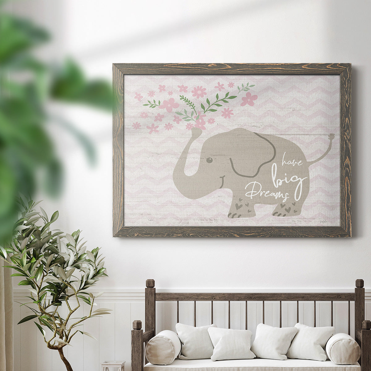 Floral Elephant-Premium Framed Canvas - Ready to Hang