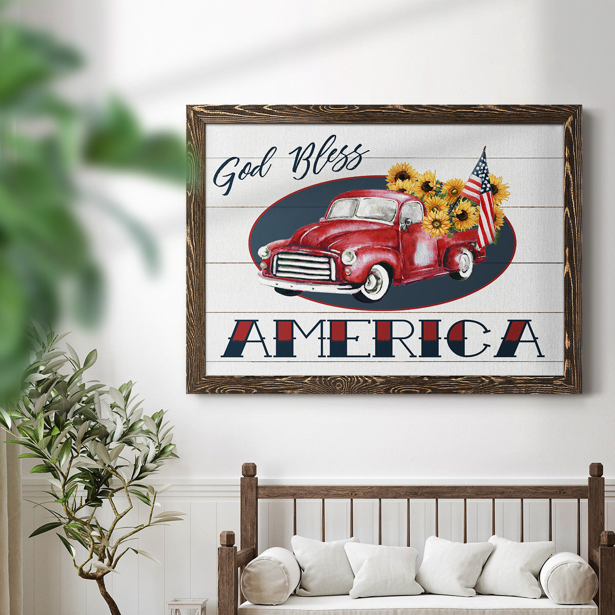 God Bless America Truck-Premium Framed Canvas - Ready to Hang