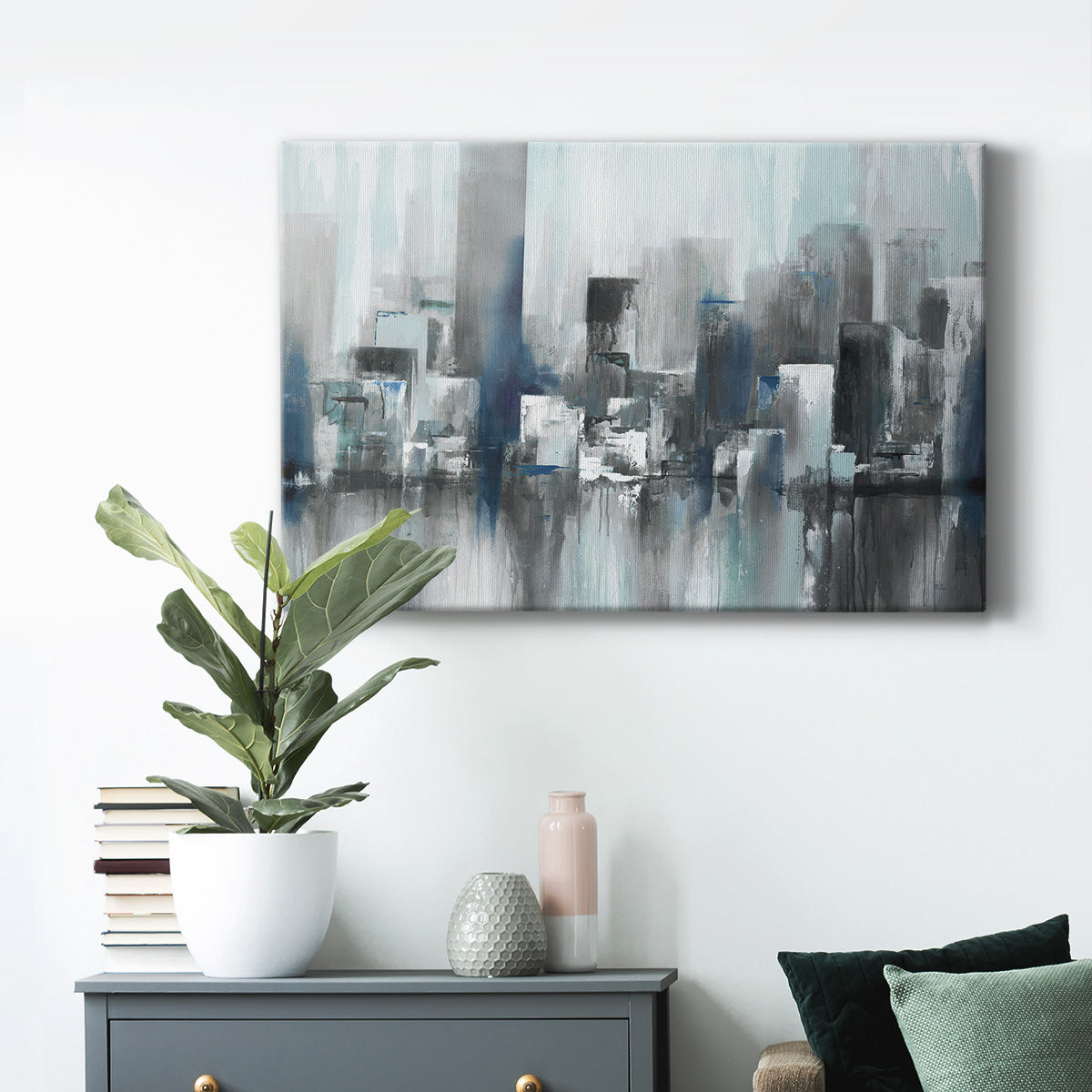 Cityscape in Blues Premium Gallery Wrapped Canvas - Ready to Hang
