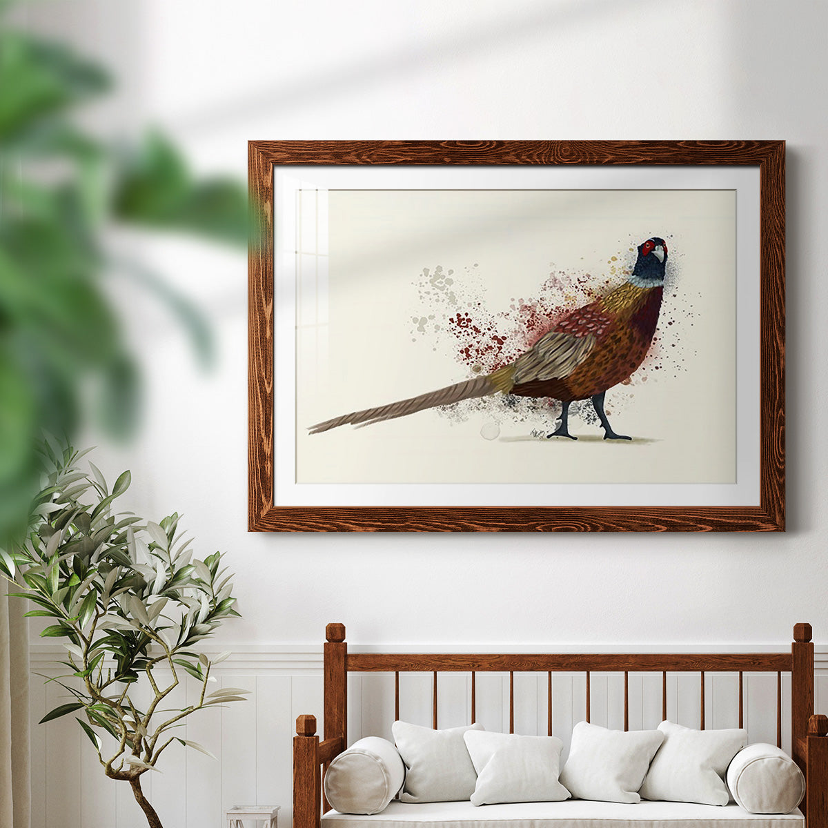 Pheasant Splash 2-Premium Framed Print - Ready to Hang