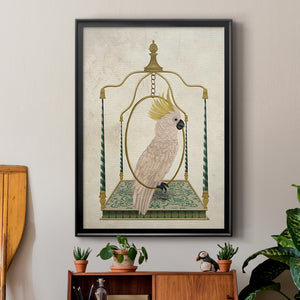 White Cockatoo on Swing Premium Framed Print - Ready to Hang