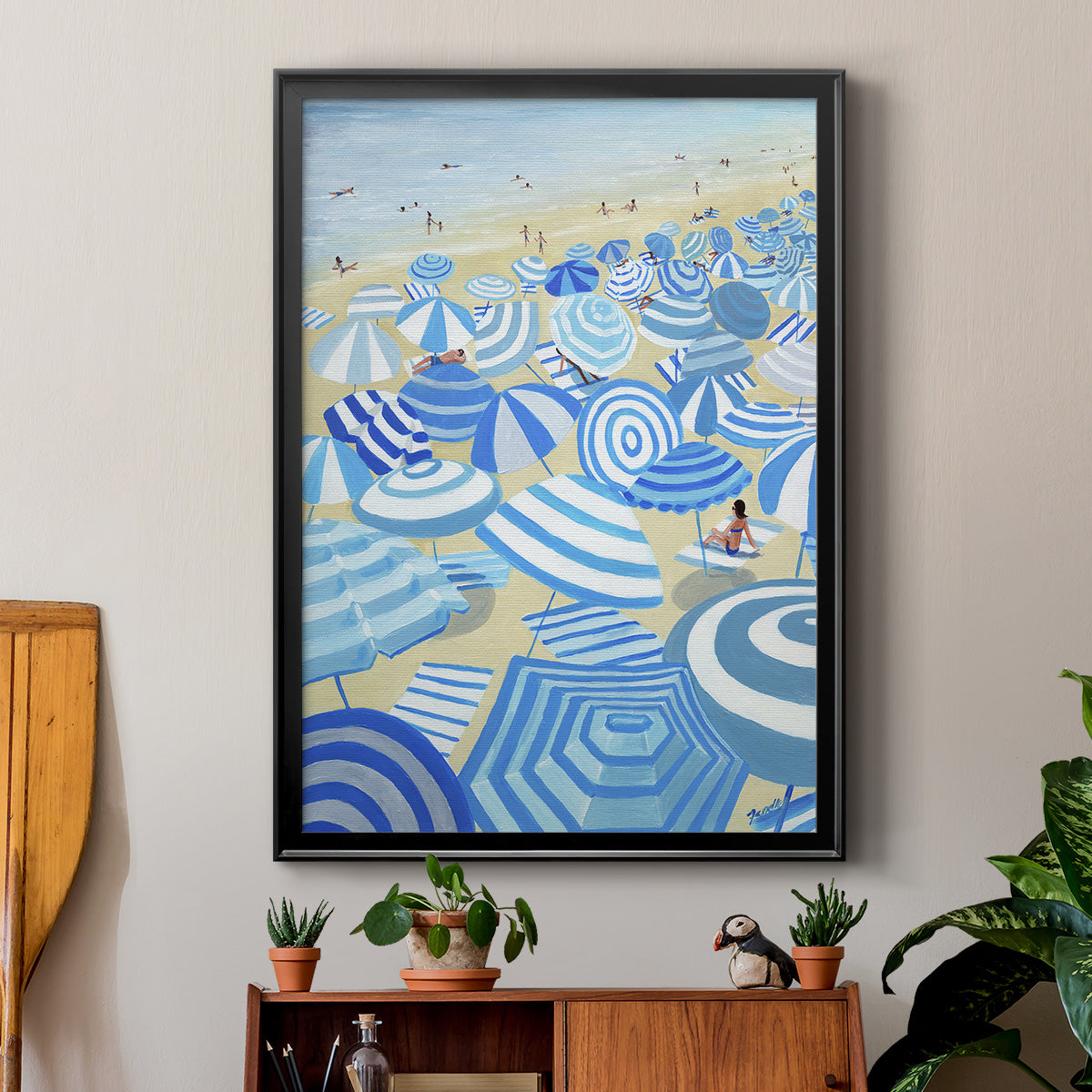 Sky Blue Beach Premium Framed Print - Ready to Hang