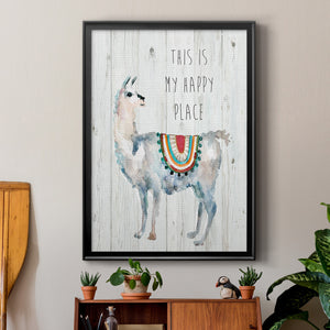 Llama Happy Place Premium Framed Print - Ready to Hang