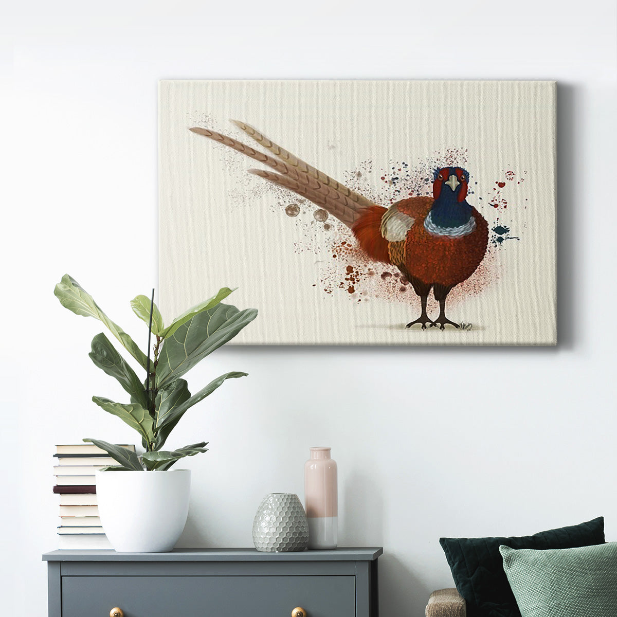 Pheasant Splash 7 Premium Gallery Wrapped Canvas - Ready to Hang