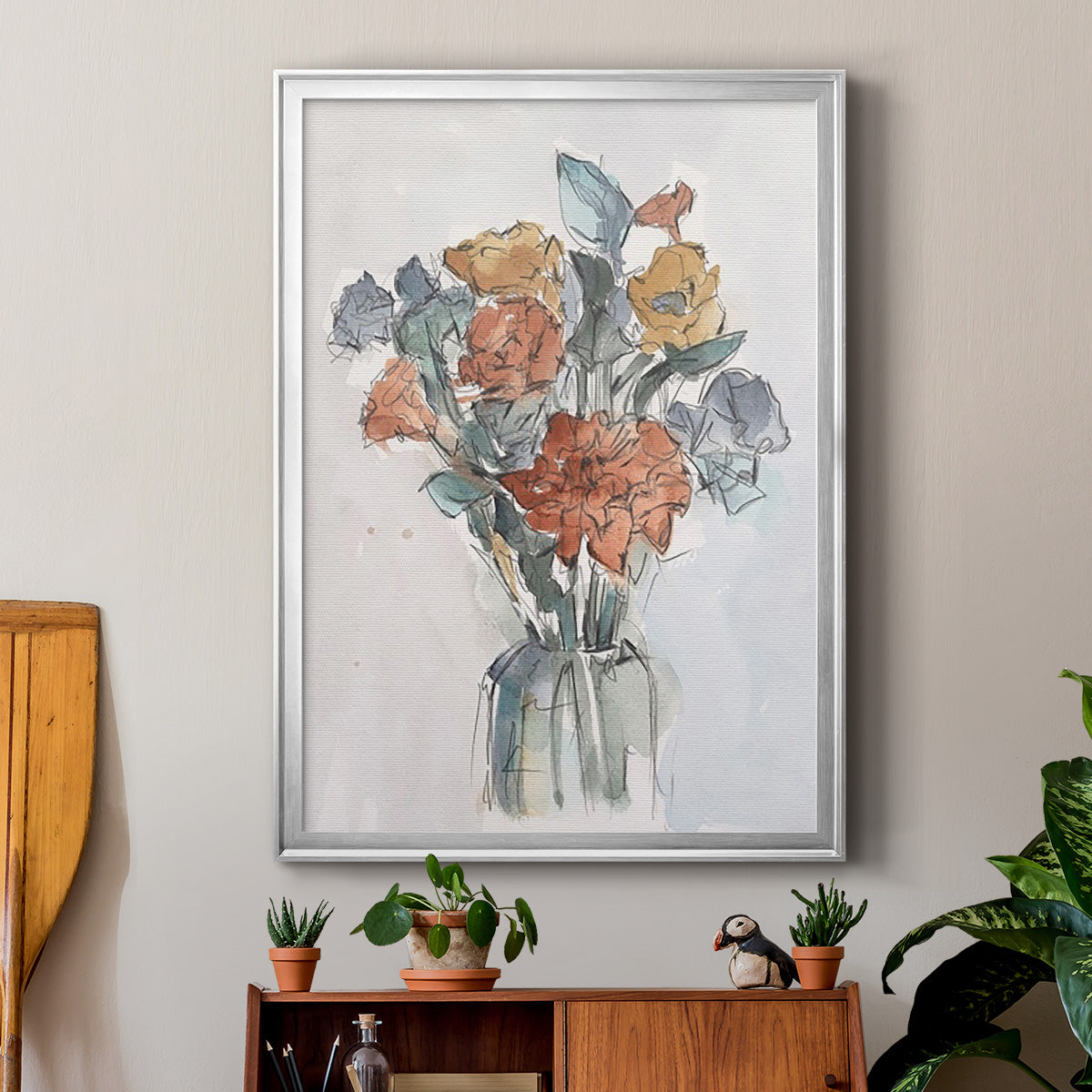 Watercolor Floral Arrangement I Premium Framed Print - Ready to Hang