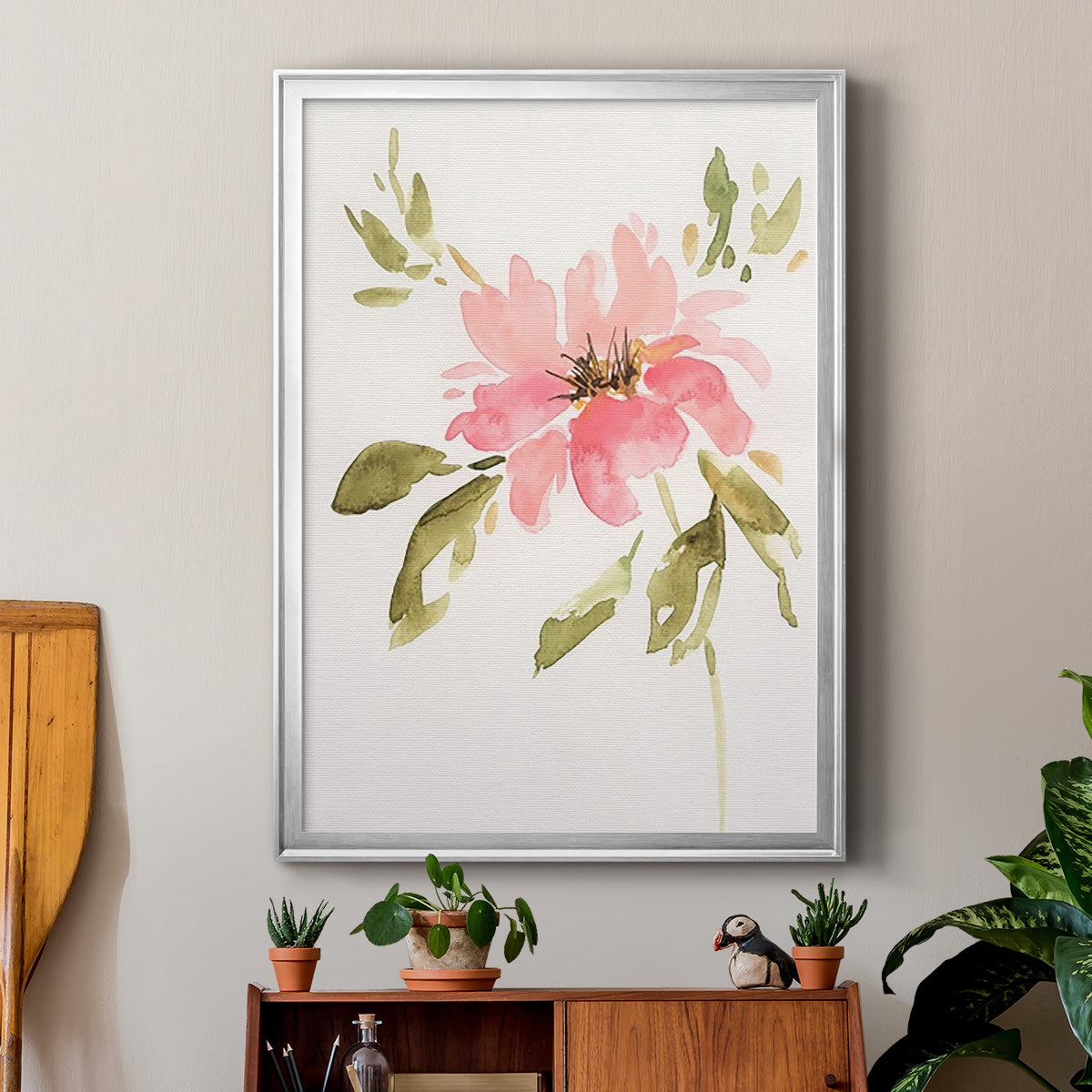One Pink Bloom II Premium Framed Print - Ready to Hang