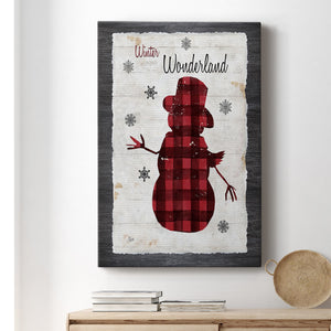Checkered Snowman II Premium Gallery Wrapped Canvas - Ready to Hang