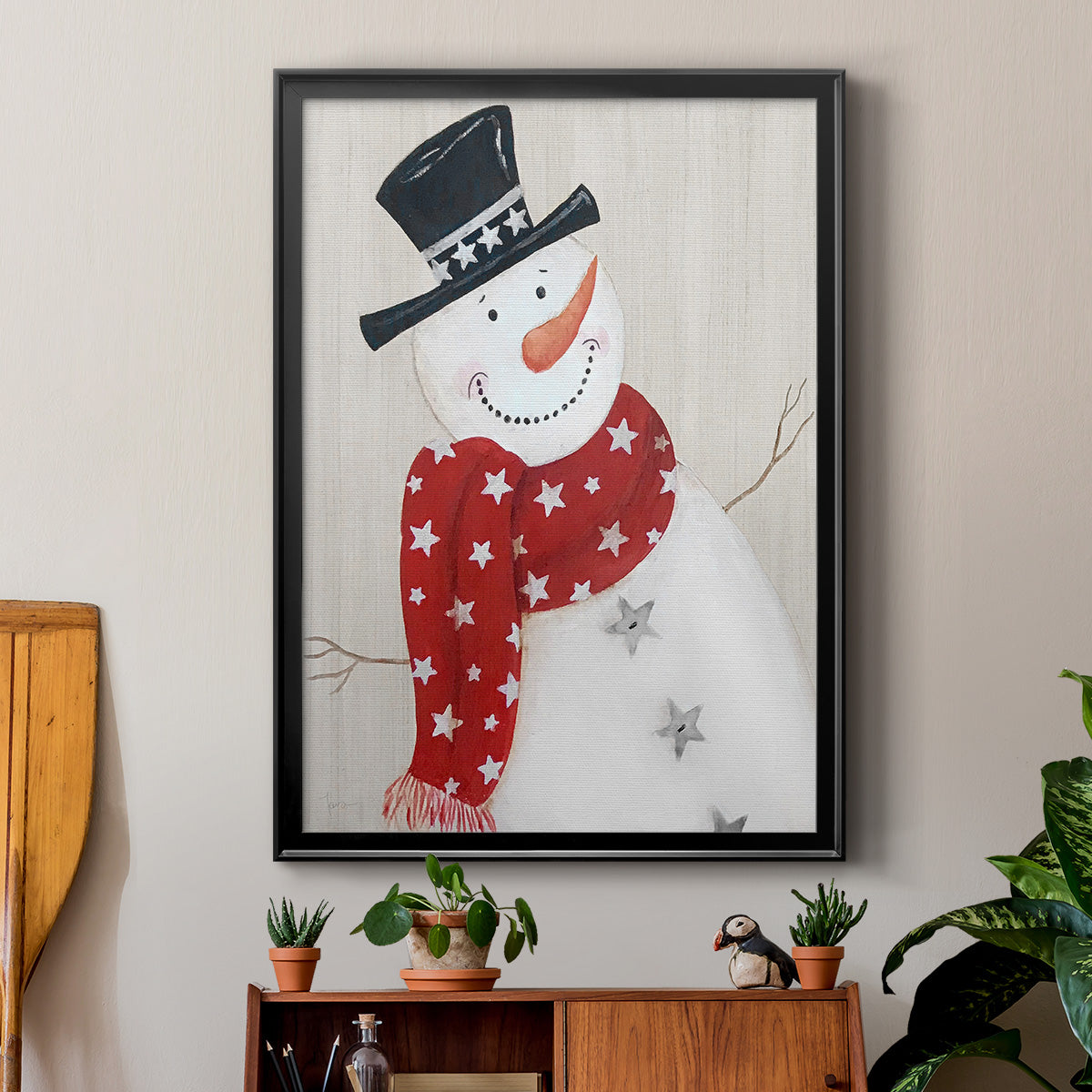 Festive Snowman I Premium Framed Print - Ready to Hang