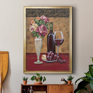 Vintage Flowers and Wine I Premium Framed Print - Ready to Hang