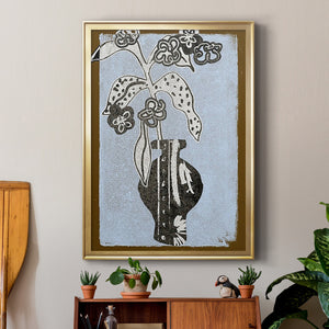 Graphic Flowers in Vase II Premium Framed Print - Ready to Hang