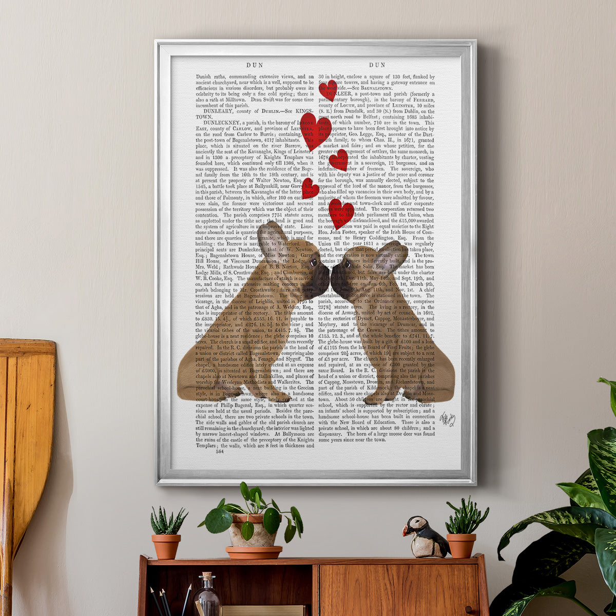 French Kiss and Hearts Premium Framed Print - Ready to Hang