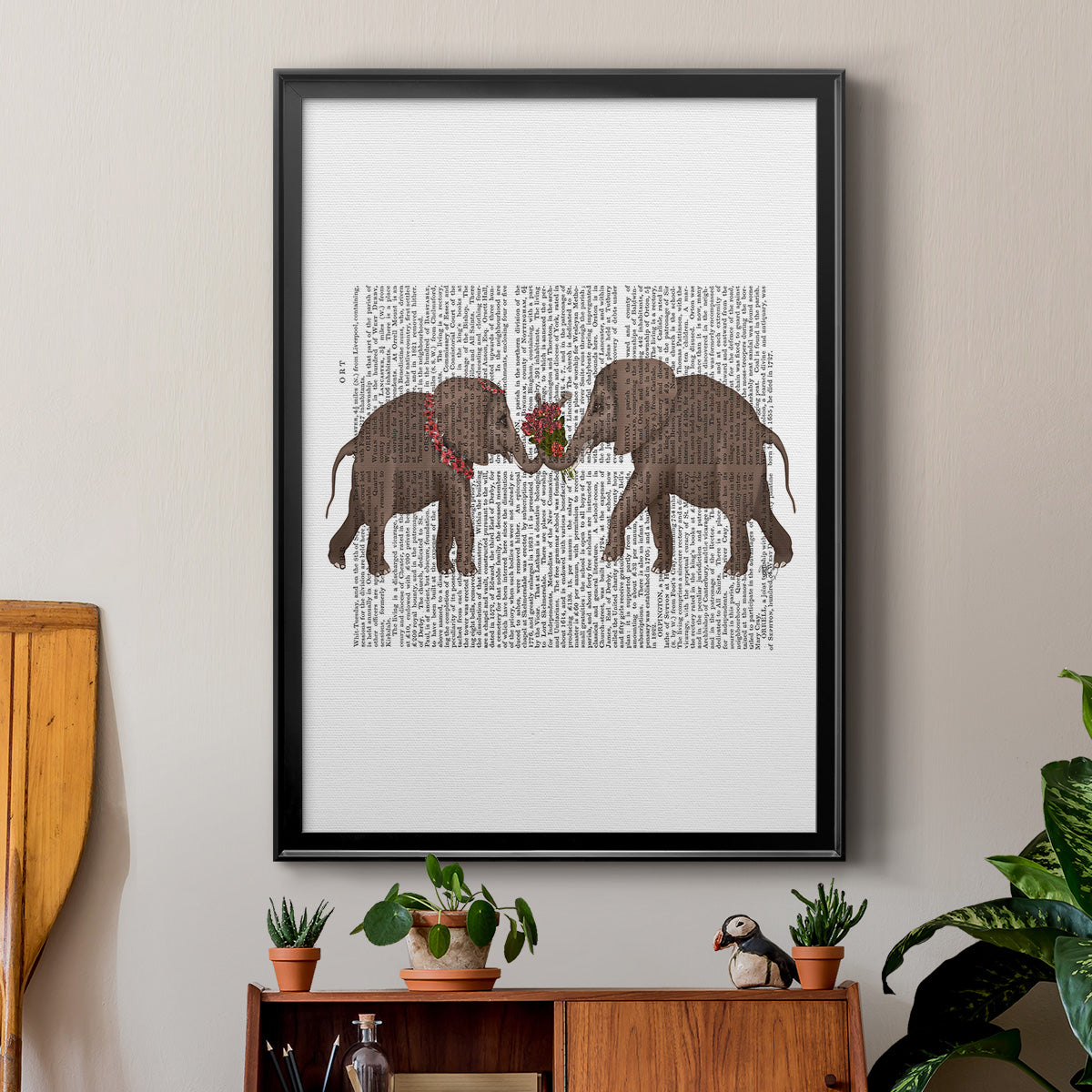 Elephant Bouquet, Landscape Premium Framed Print - Ready to Hang