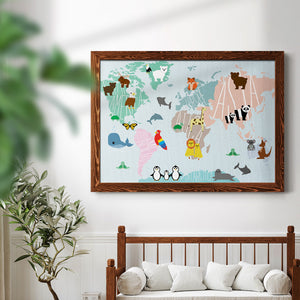 Animal Map-Premium Framed Canvas - Ready to Hang