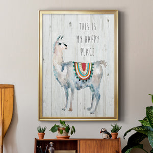 Llama Happy Place Premium Framed Print - Ready to Hang