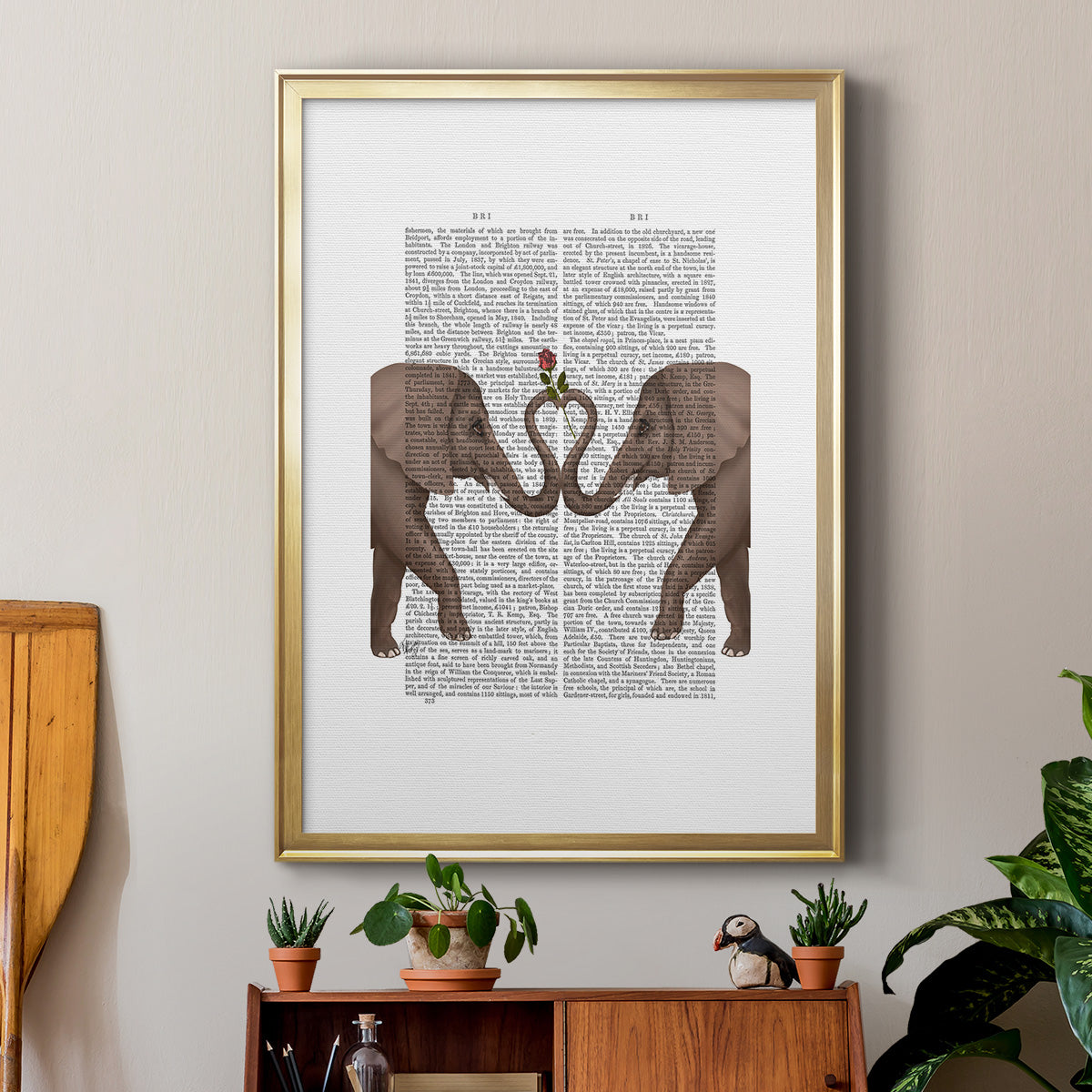 Elephants Heart and Rose Premium Framed Print - Ready to Hang