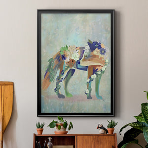 Fantastic Florals Fox, Standing Premium Framed Print - Ready to Hang