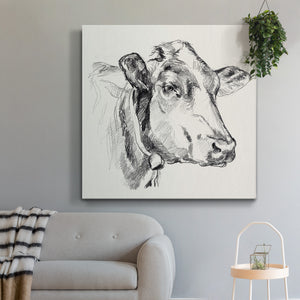 Holstein Portrait Sketch I-Premium Gallery Wrapped Canvas - Ready to Hang