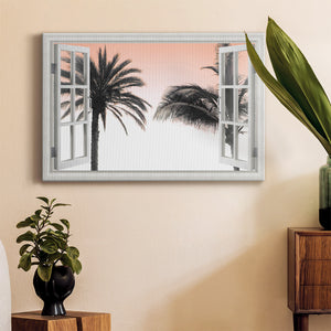 Pink Palm Window - Canvas Art Print