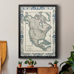 Bordered Map of North America Premium Framed Print - Ready to Hang