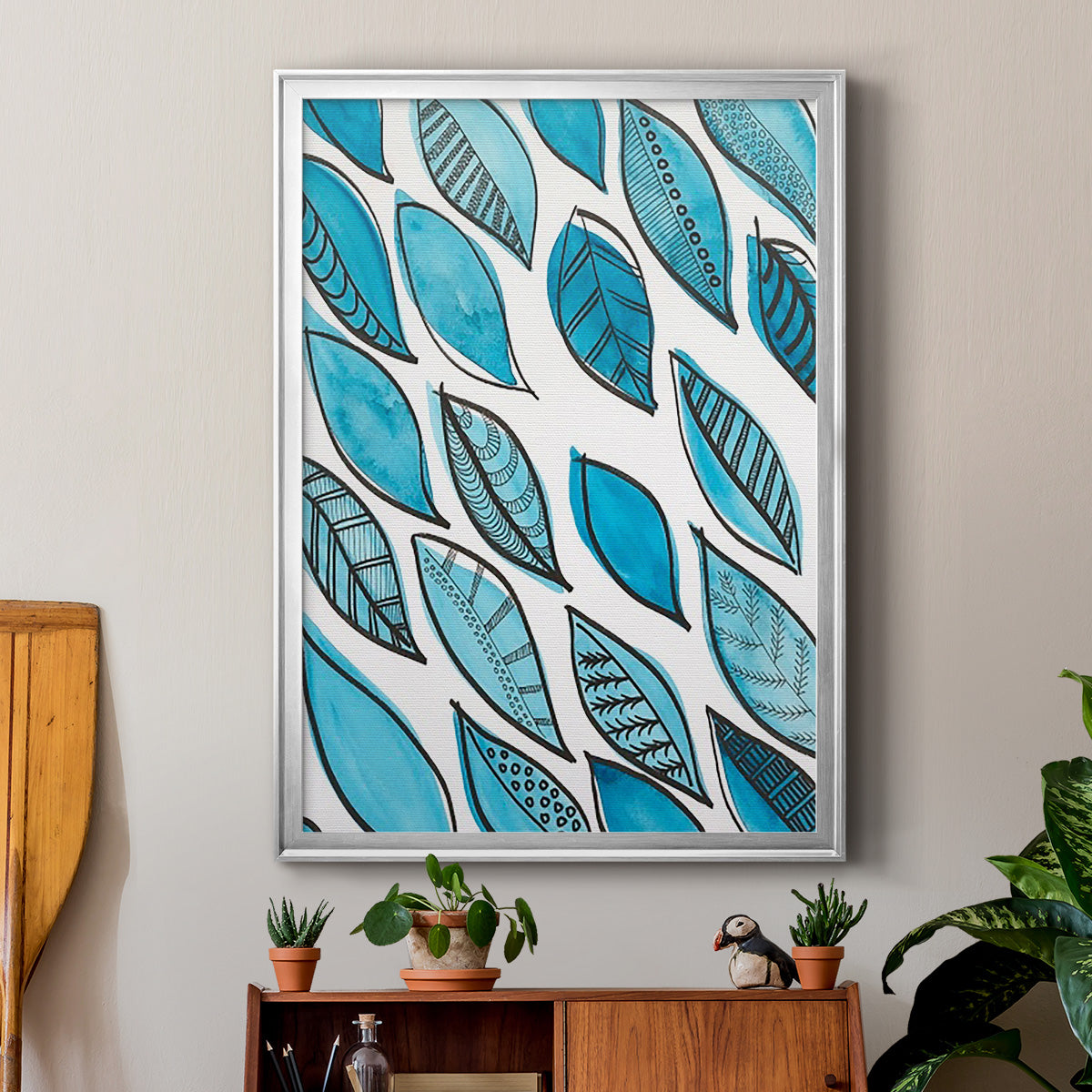 Patterned Leaf Shapes I Premium Framed Print - Ready to Hang