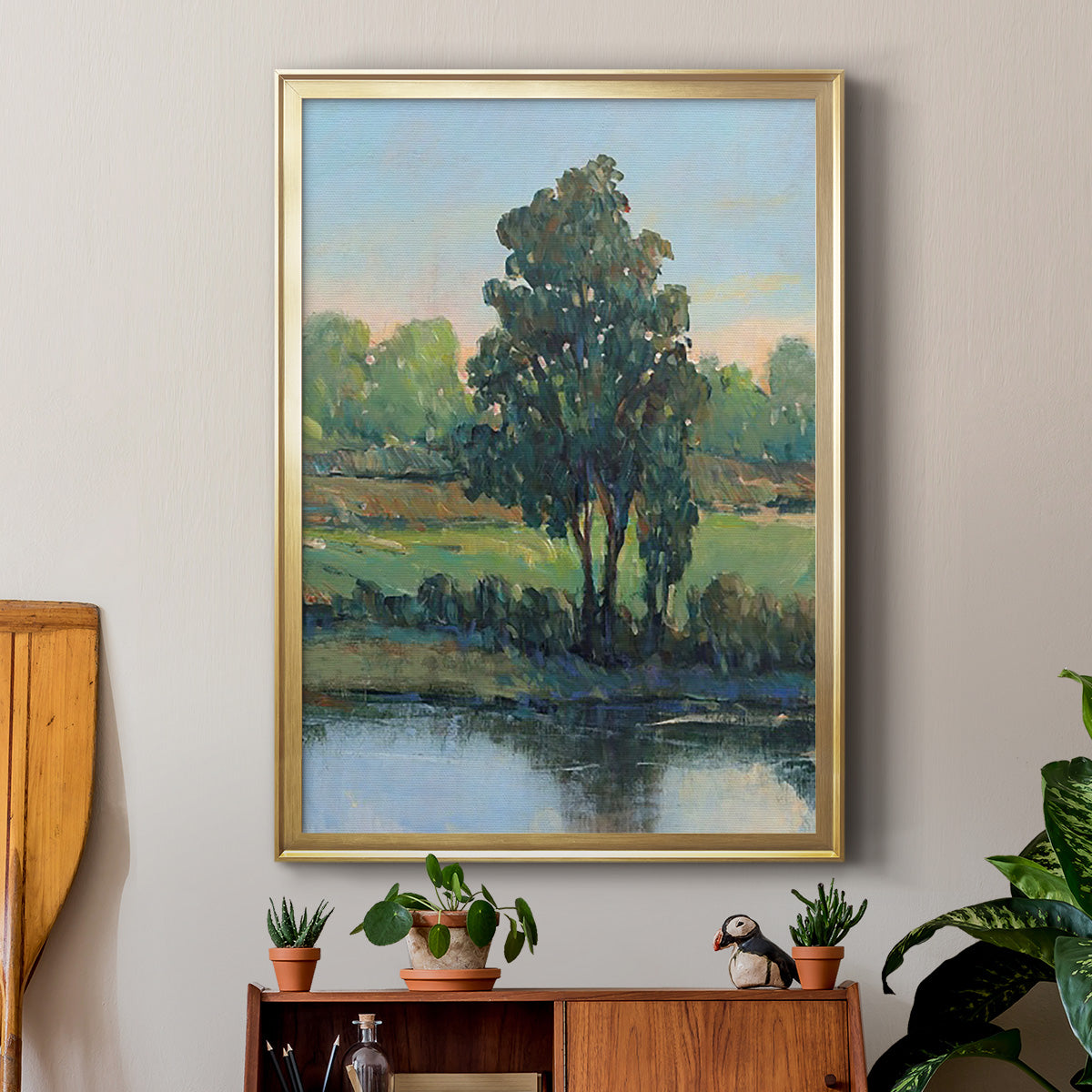 Tree by the Riverbank I Premium Framed Print - Ready to Hang