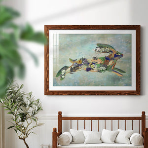 Fantastic Florals Hare, Running-Premium Framed Print - Ready to Hang