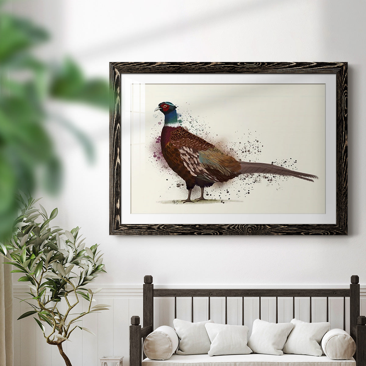 Pheasant Splash 1-Premium Framed Print - Ready to Hang