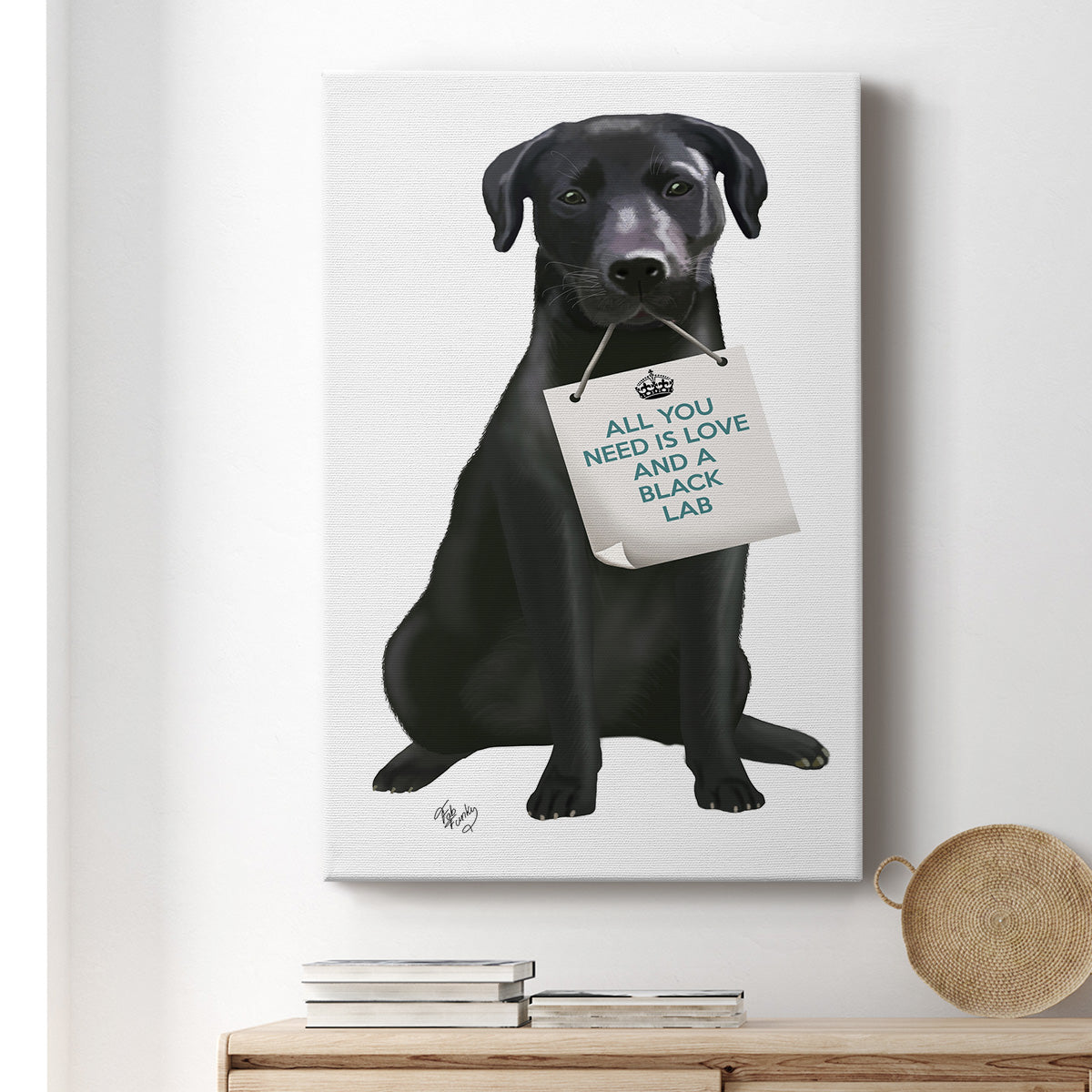 Love and Black Labrador Premium Gallery Wrapped Canvas - Ready to Hang