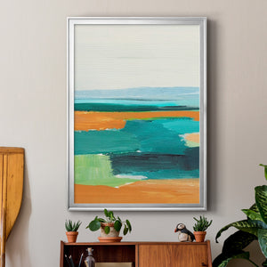 Aqua and Orange I Premium Framed Print - Ready to Hang