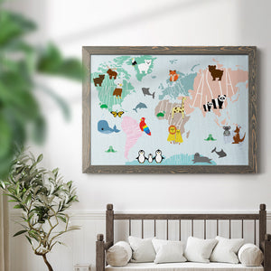 Animal Map-Premium Framed Canvas - Ready to Hang
