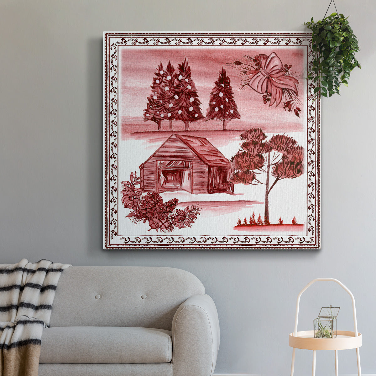 Christmas Wonderland Toile III-Premium Gallery Wrapped Canvas - Ready to Hang