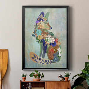 Fantastic Florals Fox, Sitting Premium Framed Print - Ready to Hang