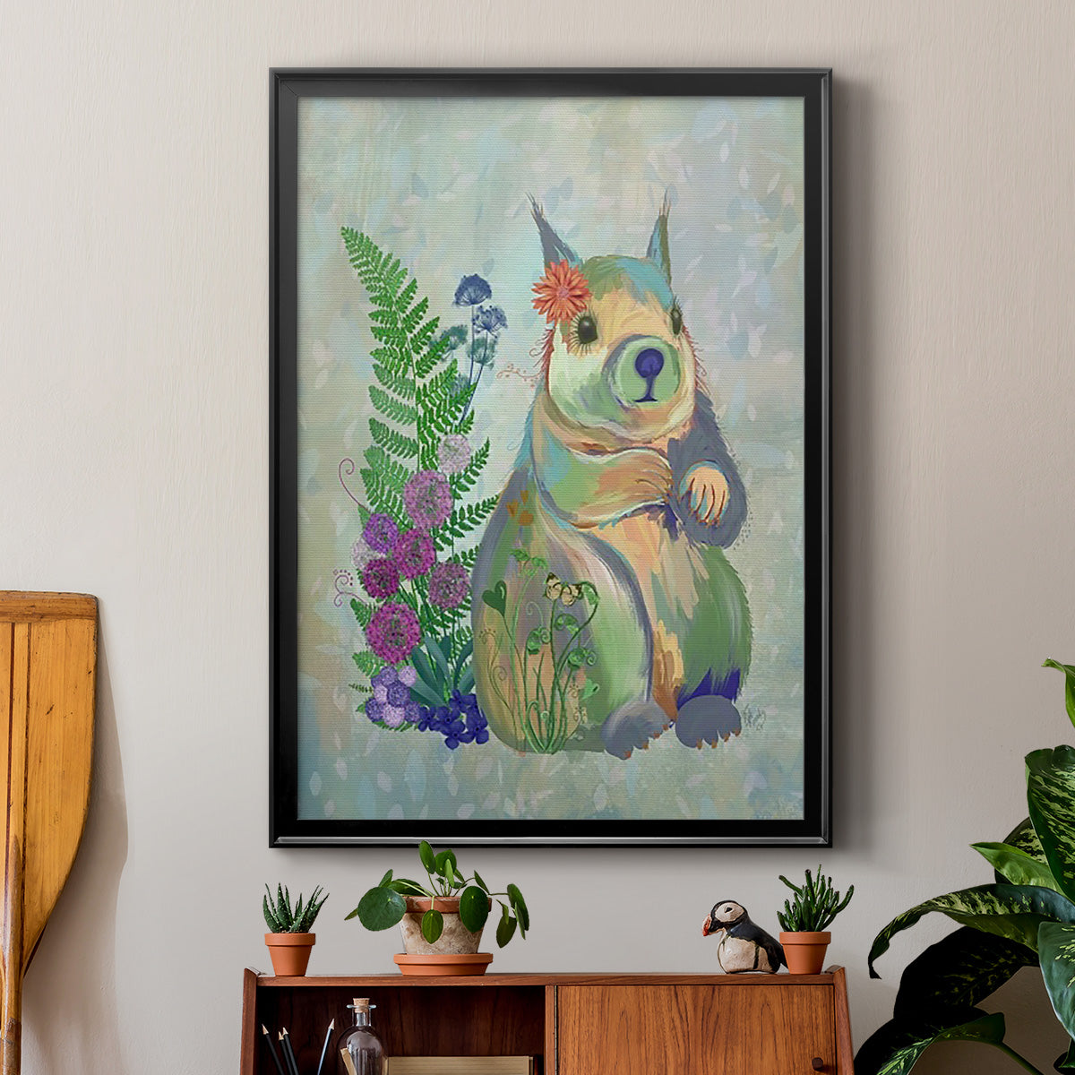 Fantastic Florals Squirrel Premium Framed Print - Ready to Hang