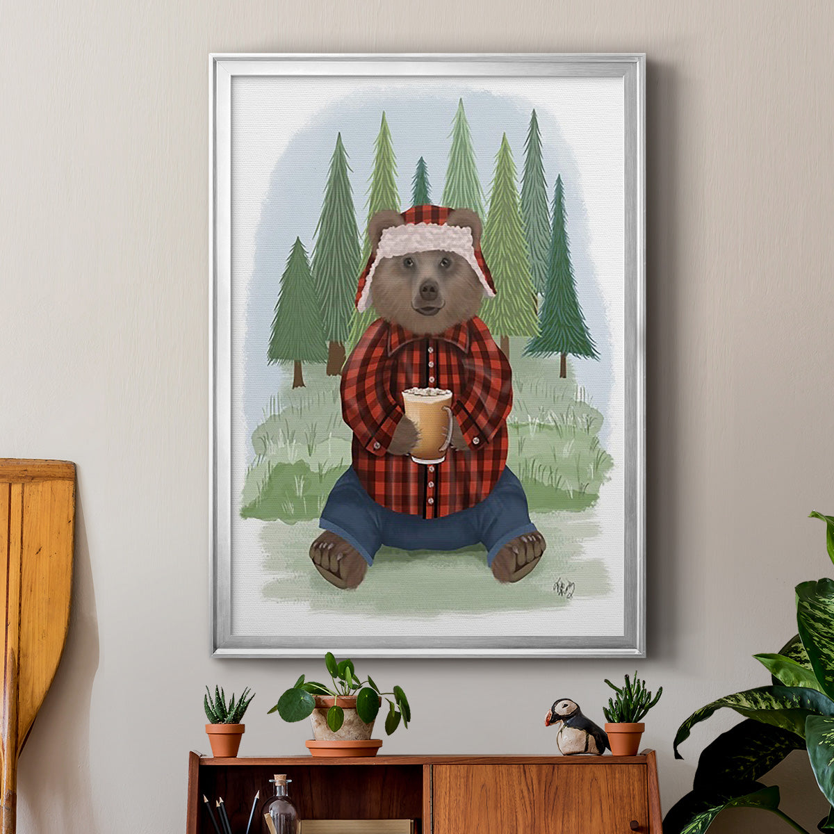 Lumberjack Bear Latte Premium Framed Print - Ready to Hang