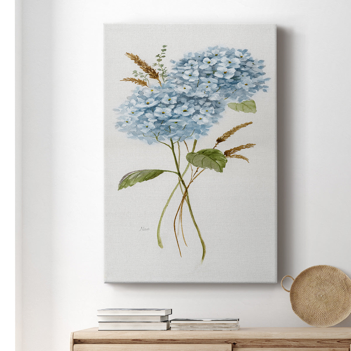 Petite Blue Hydrangea I Premium Gallery Wrapped Canvas - Ready to Hang