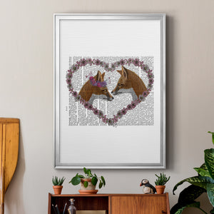 Foxes in Flowers Premium Framed Print - Ready to Hang