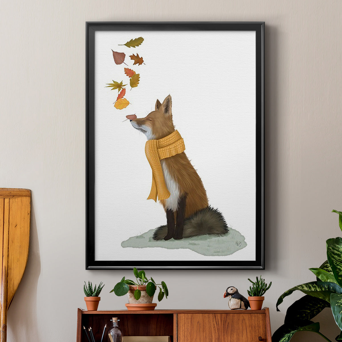 Fox Leaves on Nose Premium Framed Print - Ready to Hang