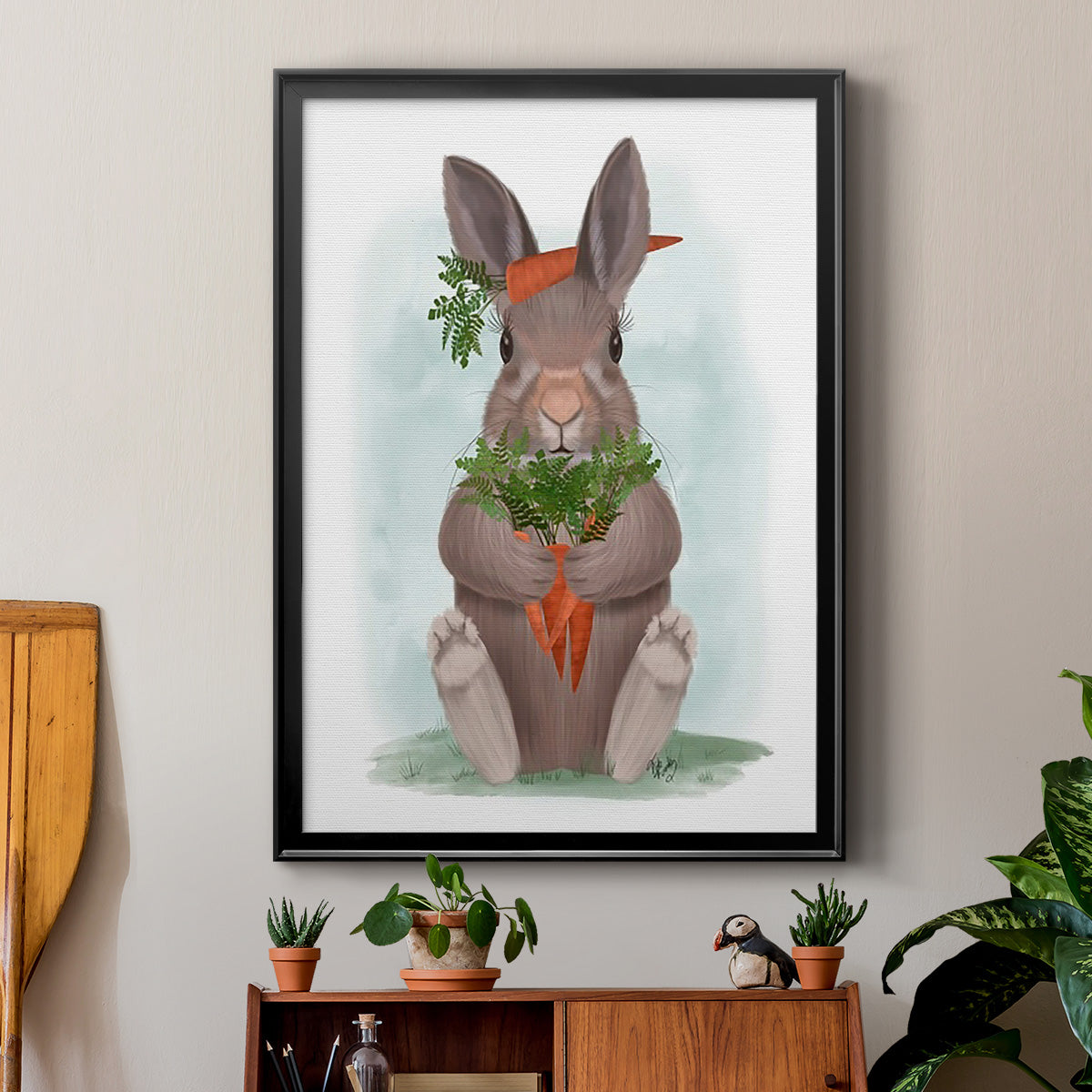 Rabbit Carrot Hug Premium Framed Print - Ready to Hang