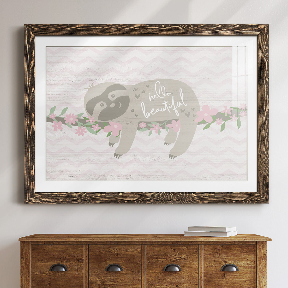 Floral Sloth-Premium Framed Print - Ready to Hang
