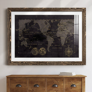 Black Gold Map-Premium Framed Print - Ready to Hang