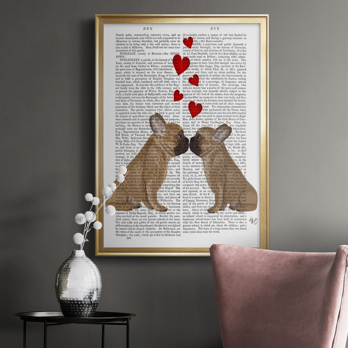 French Kiss and Hearts Premium Framed Print - Ready to Hang