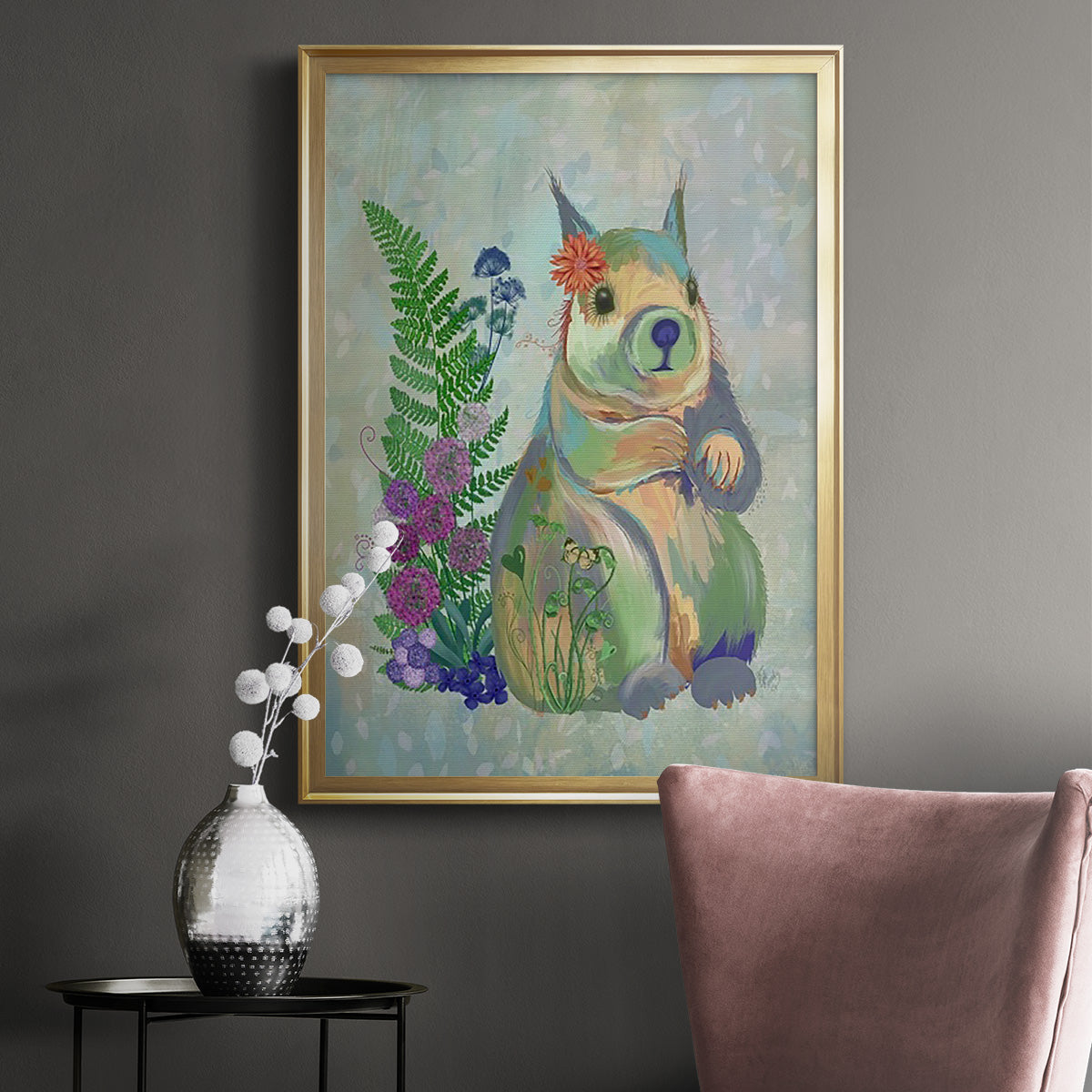 Fantastic Florals Squirrel Premium Framed Print - Ready to Hang