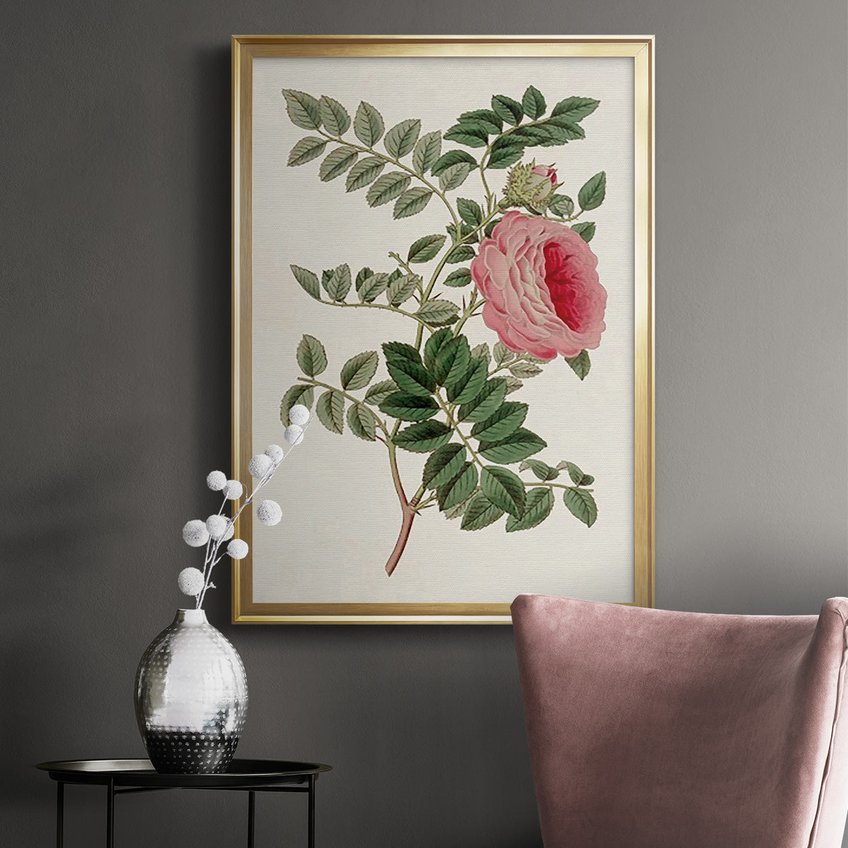 Pink Floral Mix I Premium Framed Print - Ready to Hang